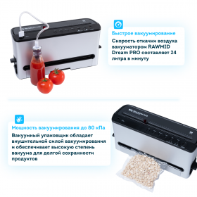 Вертикальный вакууматор RAWMID Dream Pro VDP-02 (для емкостей, сухих и влажных продуктов)