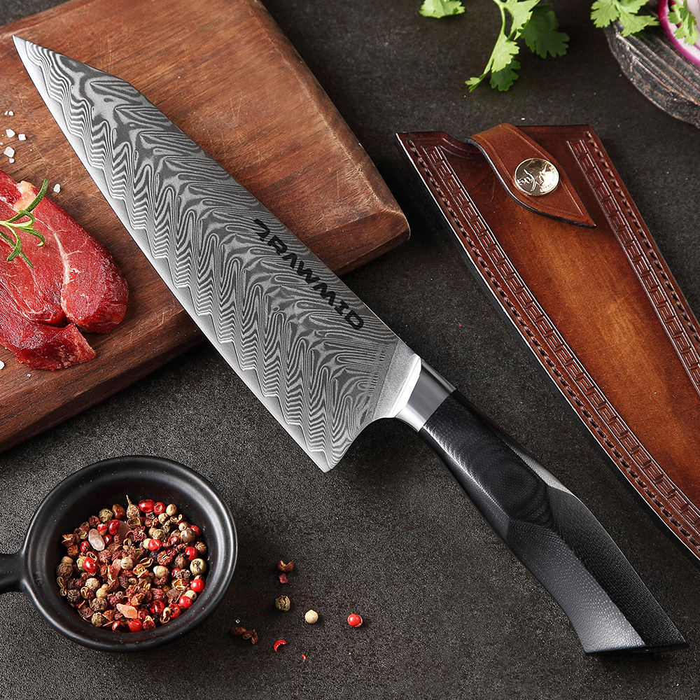 Шеф-нож RAWMID Luxury RLK-22 plexiglass, 22 см, ручка из стеклотекстолита