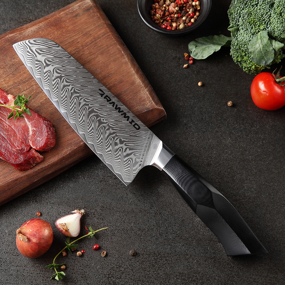 Универсальный нож «Сантоку» RAWMID RLK-18 plexiglass, 18 см, ручка из стеклотекстолита